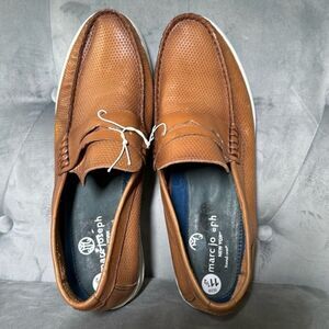 Marc Joseph Men's Tan Leather Perforated Bit Slip On Loafer Shoes Size 11.5 nwot